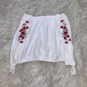 Hollister off the shoulder white top!